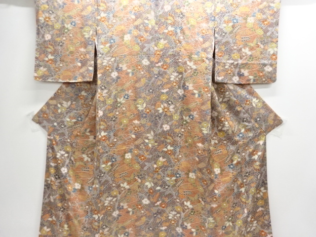 JAPANESE KIMONO / UNUSED KOMON / CAMELLIA & BUTTERFLY 